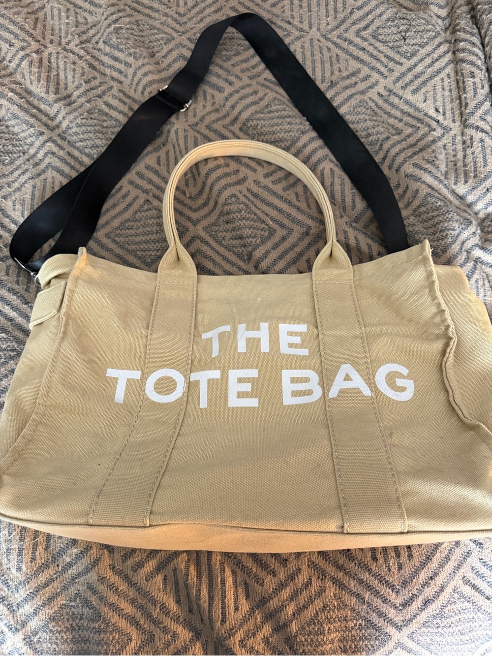 totes Canvas Tote in Khaki with Black Strap